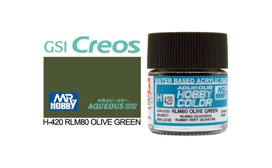 010 - Mr. Hobby - H-420 - Mr Hobby Aqueous H-420 RLM80 Olive Green (Germany) - primary image