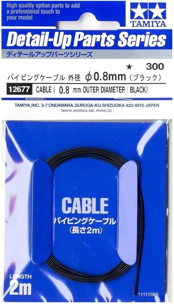 010 - Tamiya - 12677 - Cable, Black, 0.8mm x 2m - primary image