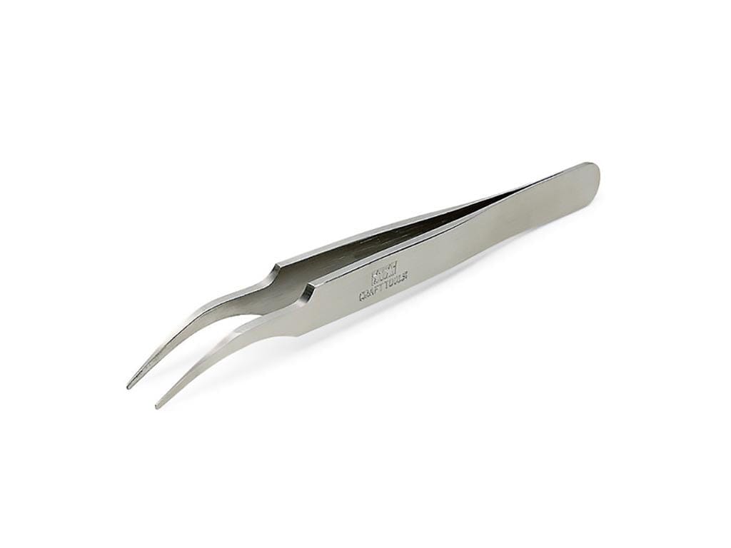 010 - Tamiya - 74108 - Tamiya High Grade Angled Tweezers Round Tip - primary image