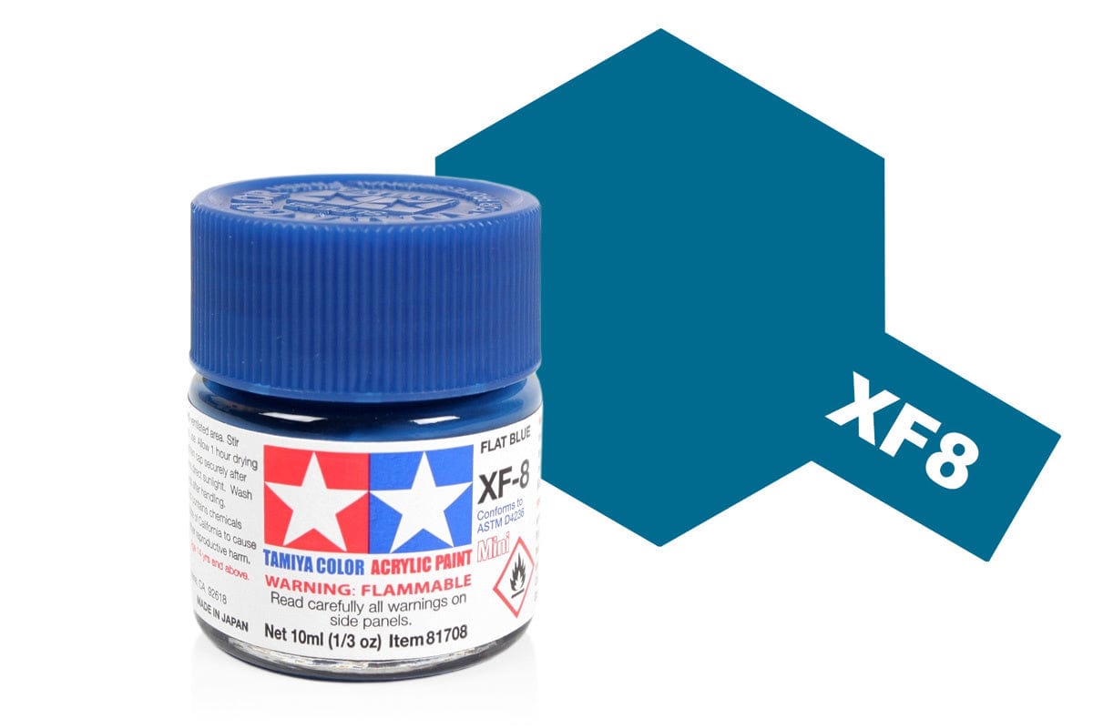 010 - Tamiya - 81708 - Tamiya Acrylic Mini XF-8 Flat Blue - primary image