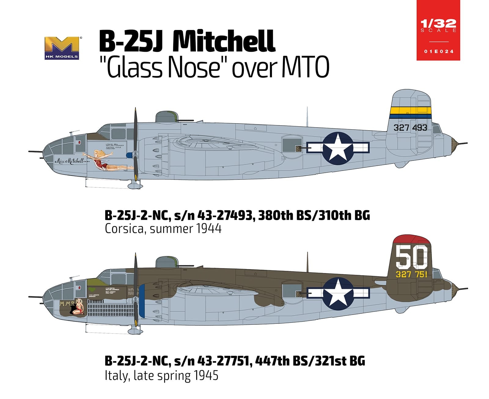 HK Models - 01E024 - North American B-25J Mitchell ‘Glass Nose’ - paint schemes