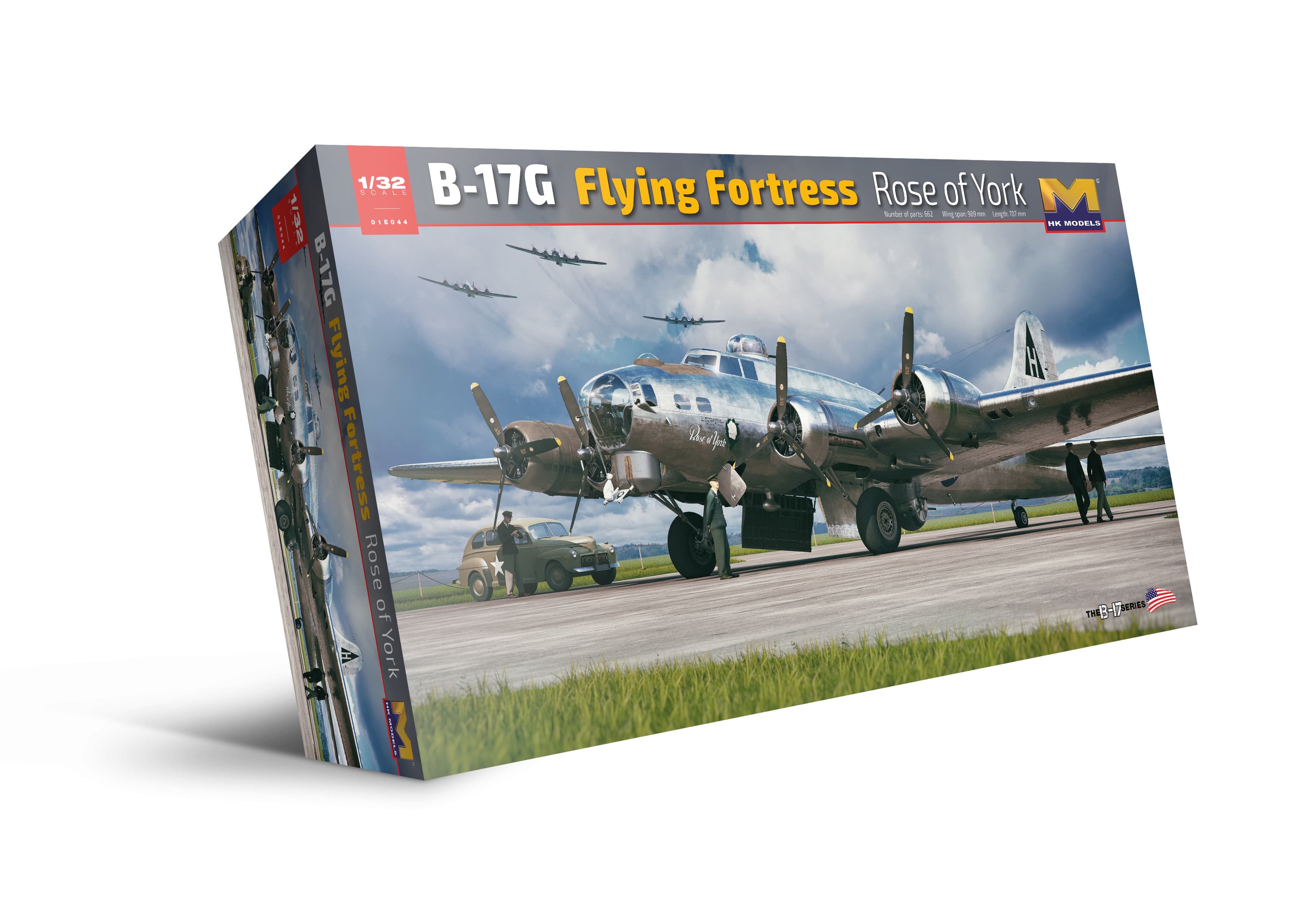 HK Models - 01E044 - Boeing B-17G Flying Fortress ‘Rose of York’ - box front right angle