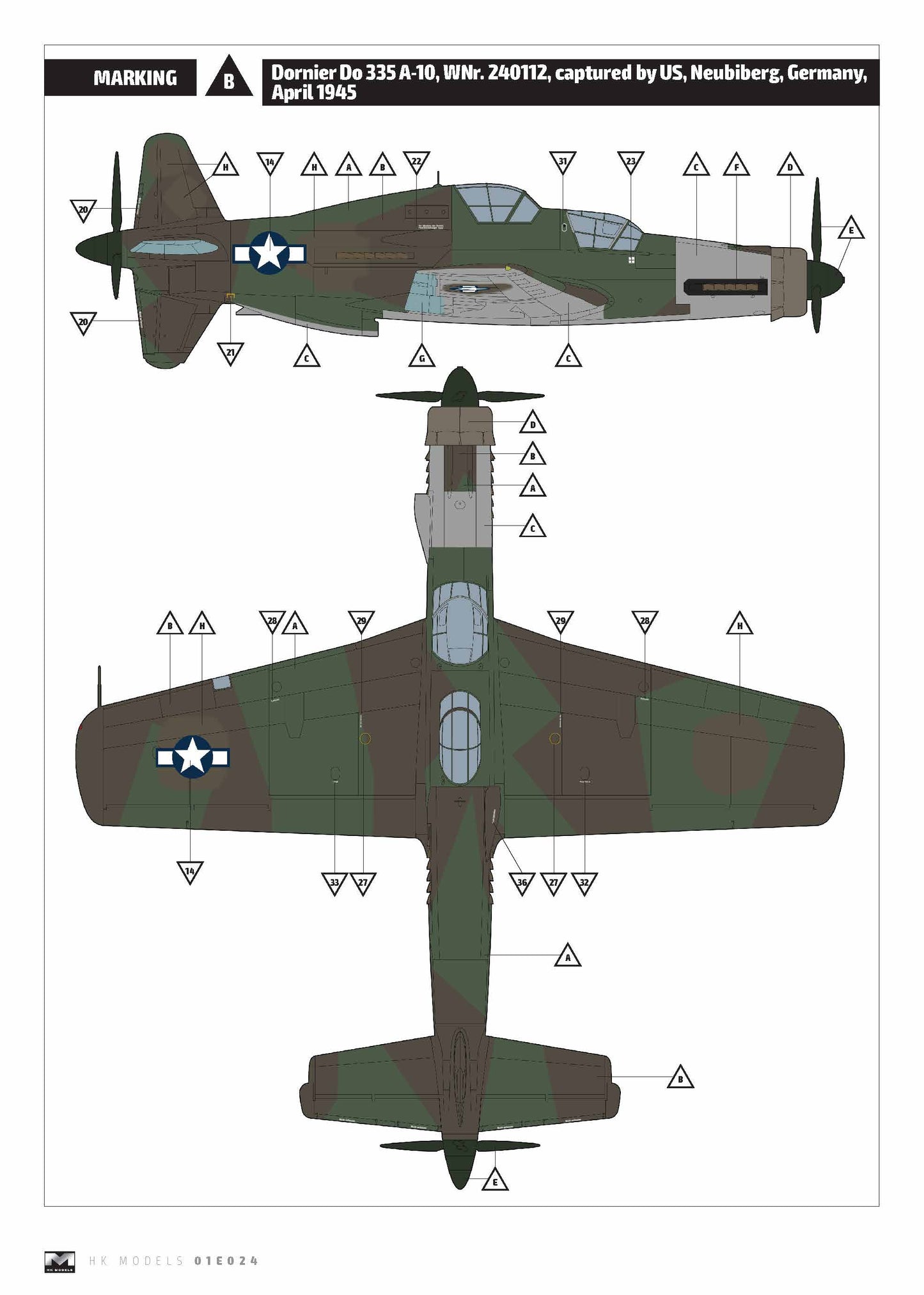 302 - HK Models - 01E009 - Dornier Do 335 A-10 Pfeil - paint schemes