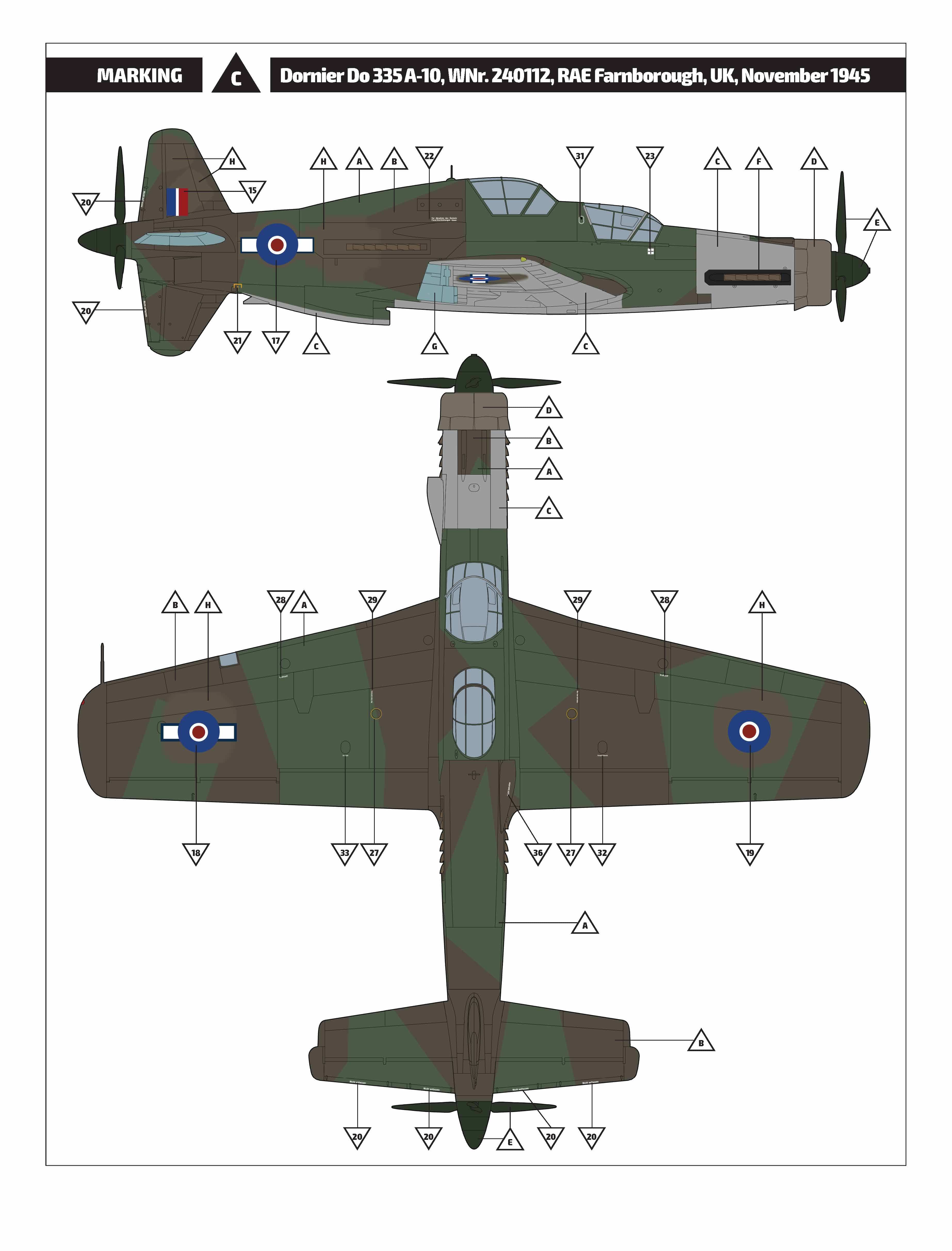 HK Models - 01E009 - Dornier Do 335 A-10 Pfeil - paint schemes