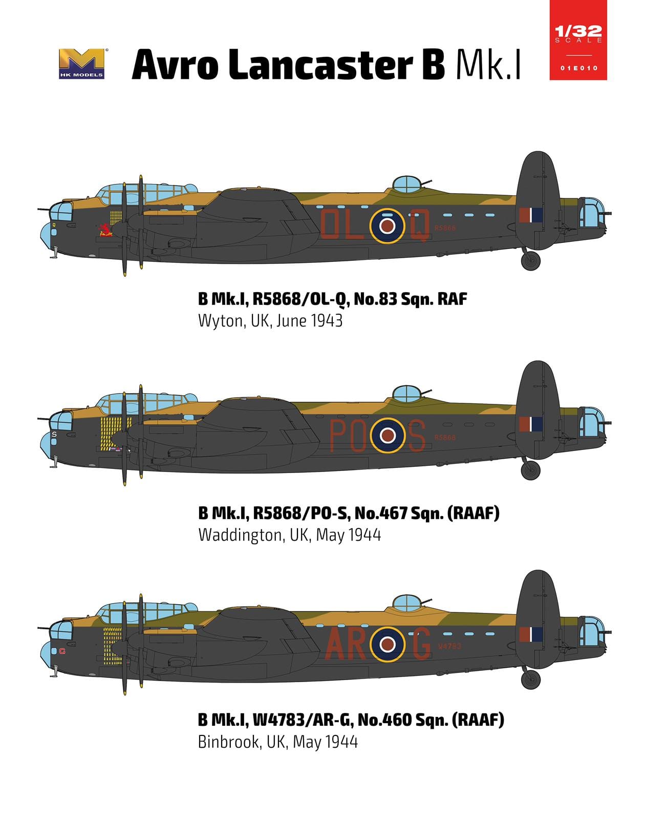 HK Models - 01E010 - Avro Lancaster B Mk I - box front right angle
