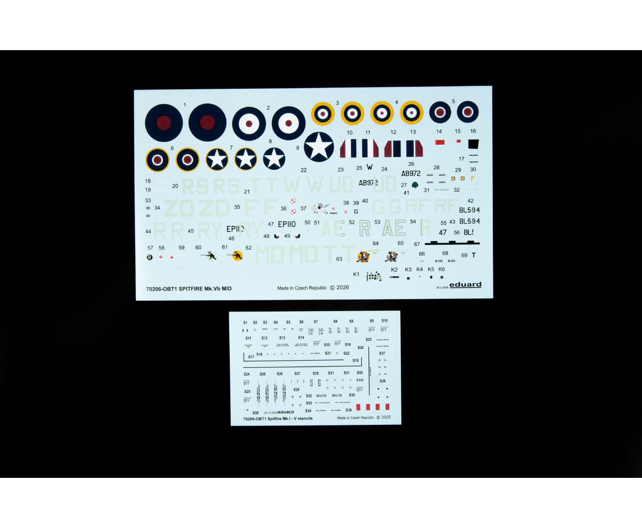 Eduard - 70206 - Supermarine Spitfire Mk Vb (mid) - decals