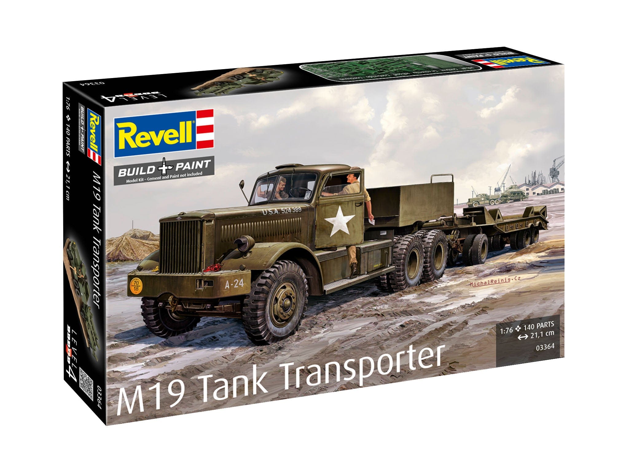 Revell - 03364 - Diamond T M19 Tank Transporter - box front right angle