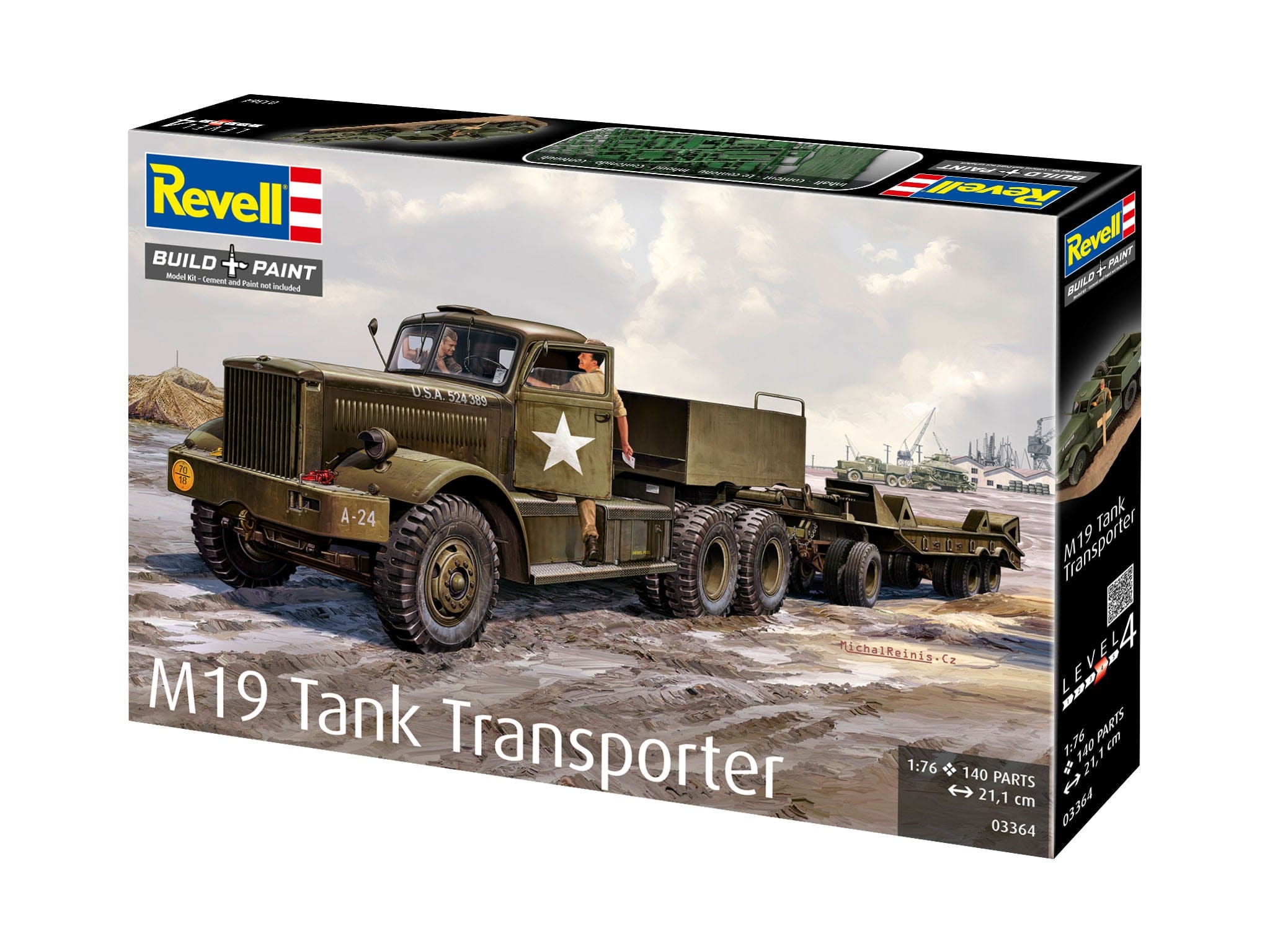 Revell - 03364 - Diamond T M19 Tank Transporter - box front left angle