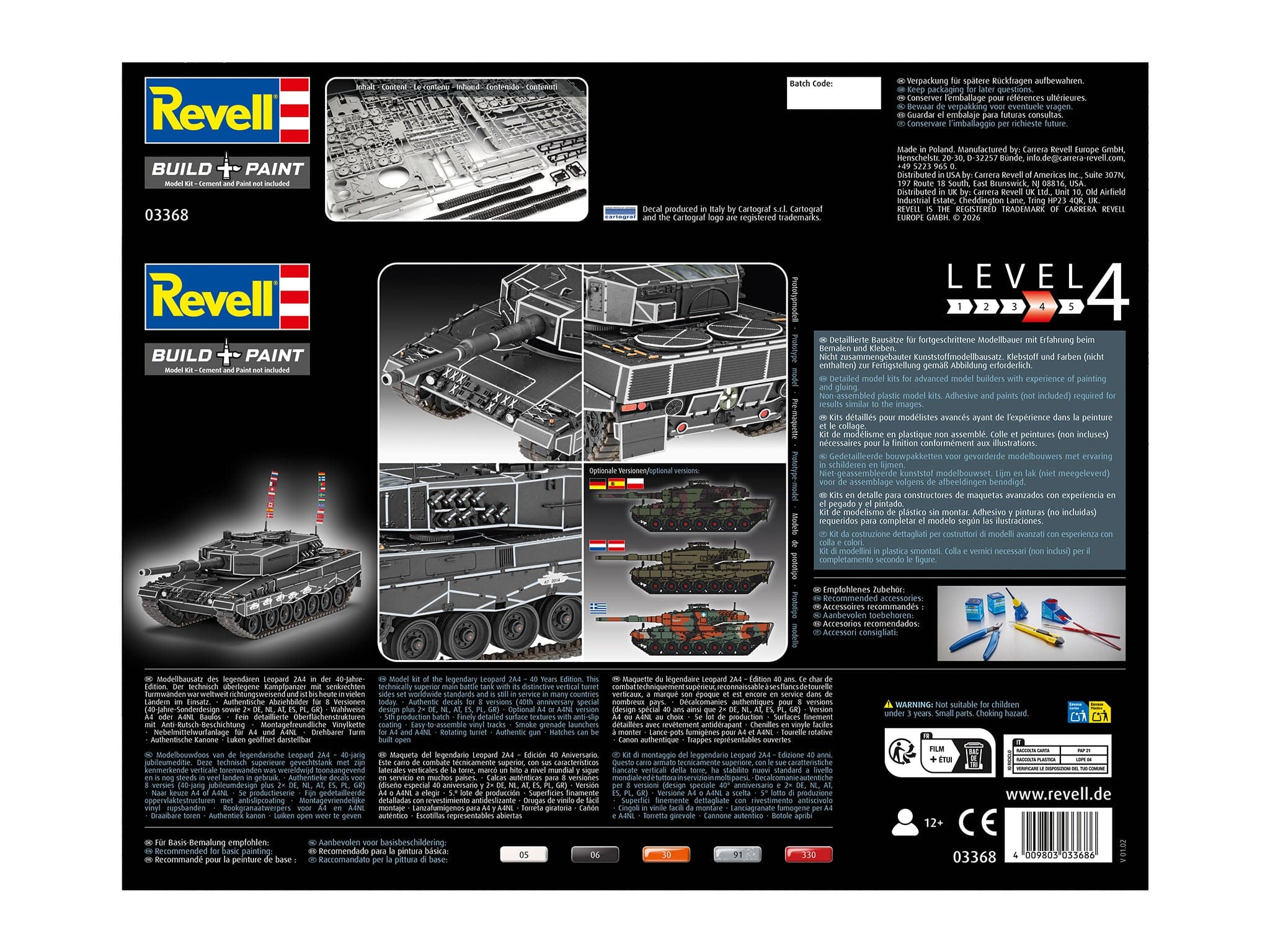 Revell - 03368 - Leopard 2A4 ‘40th Anniversary’ - box rear