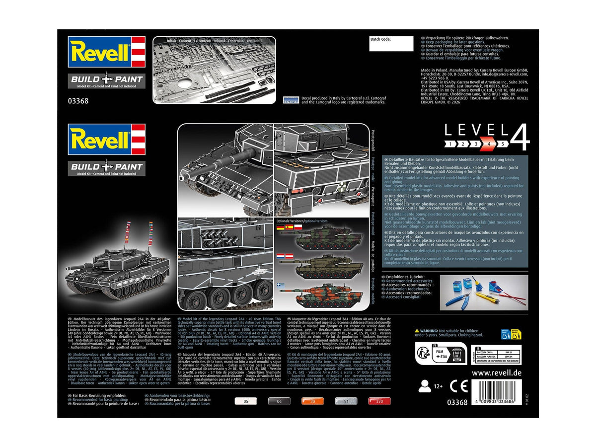 101 - Revell - 03368 - Leopard 2A4 ‘40th Anniversary’ - box rear