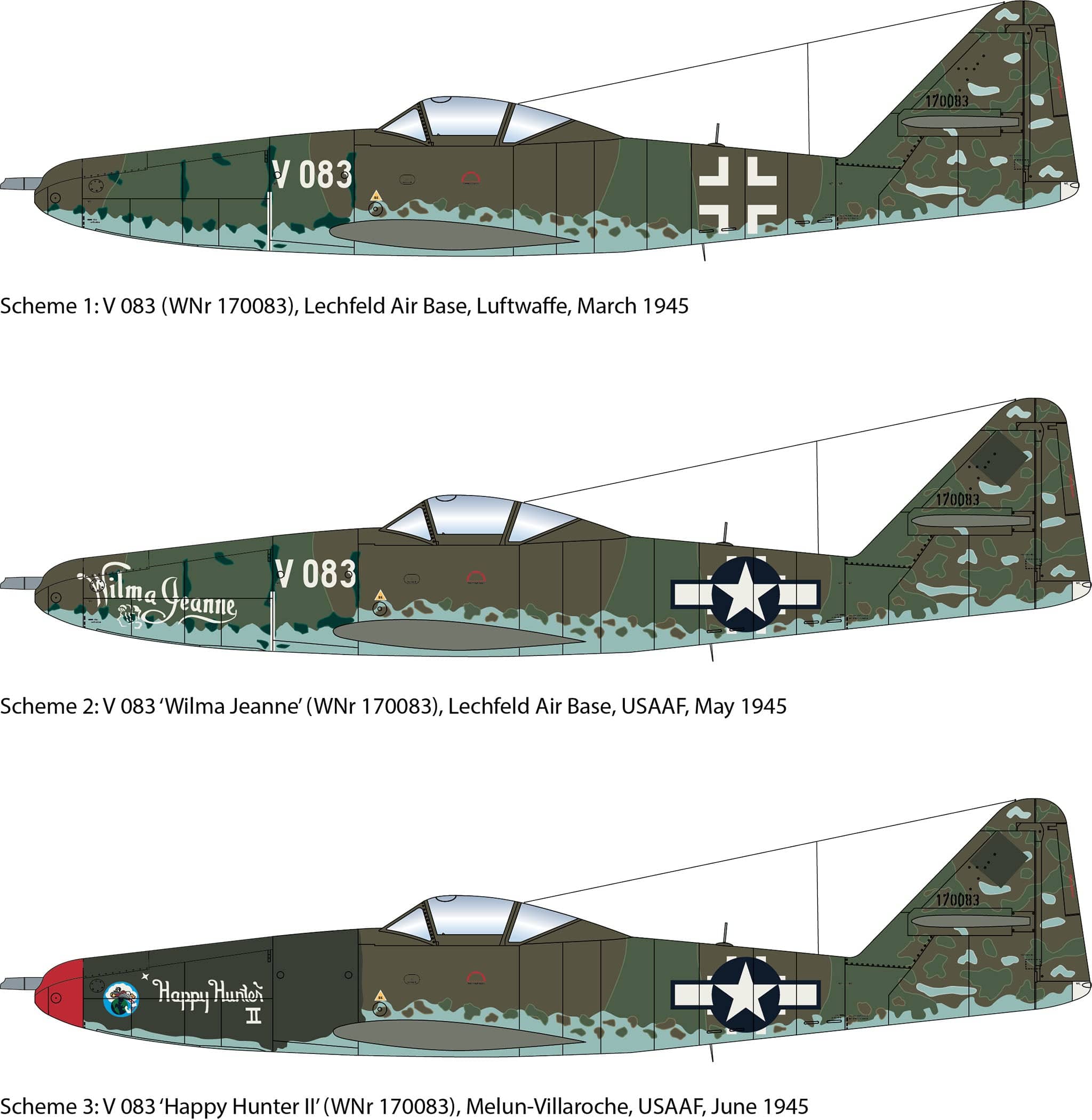 Revell - 03749 - Messerschmitt Me 262 A-1a/U4 - paint schemes