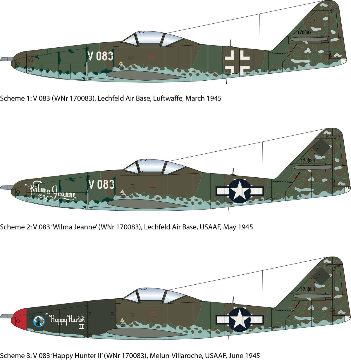 300 - Revell - 03749 - Messerschmitt Me 262 A-1a/U4 - paint schemes