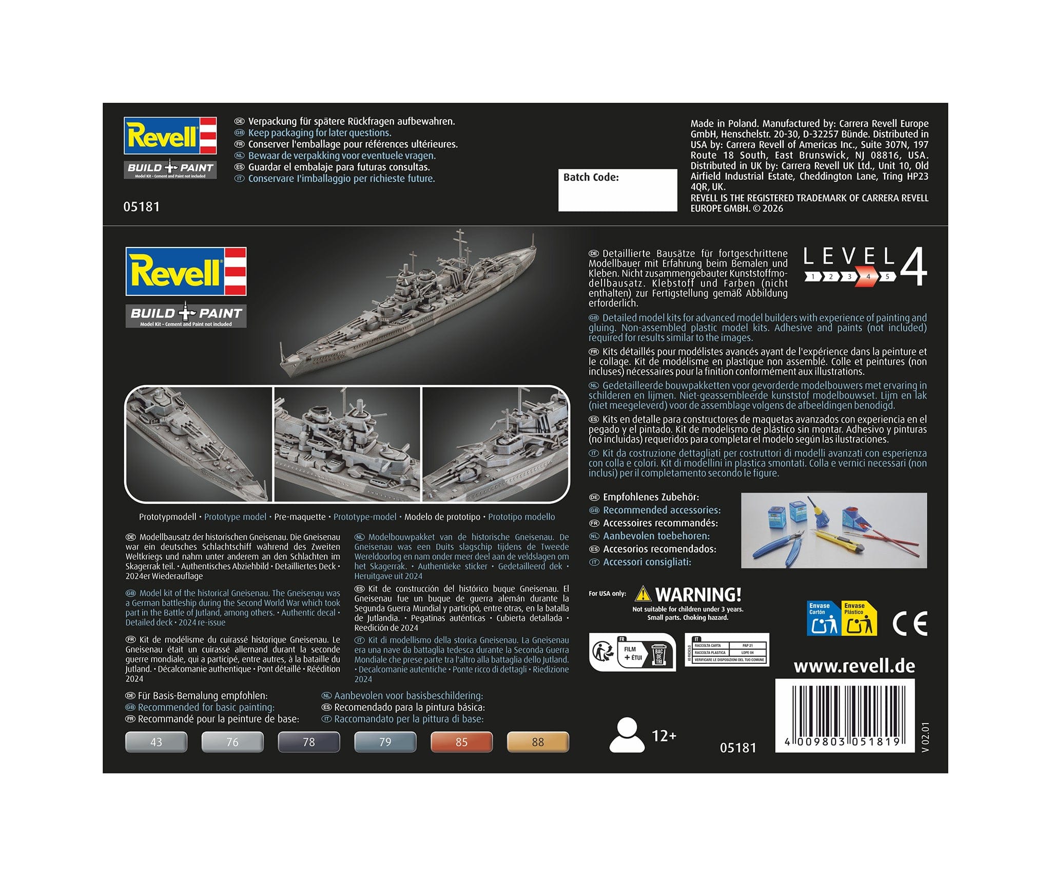 Revell - 05181 - Gneisenau - box rear