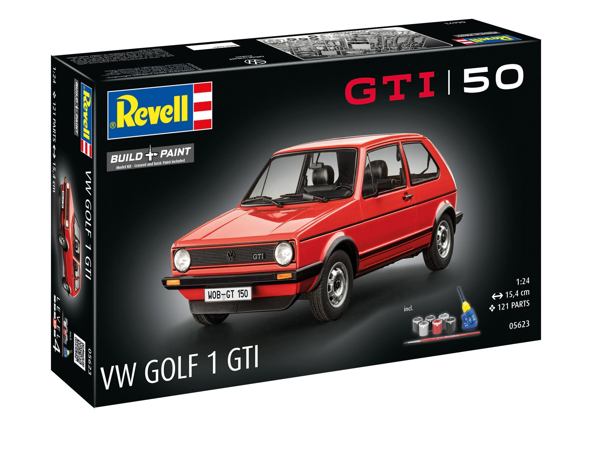 Revell - 05623 - Volkswagen Golf I GTi  ‘50 Years’ [gift set] - box front right angle