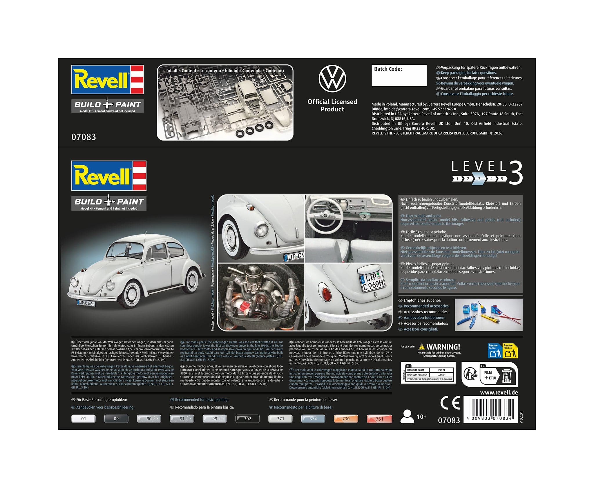 Revell - 07083 - Volkswagen Beetle (1968) - box rear