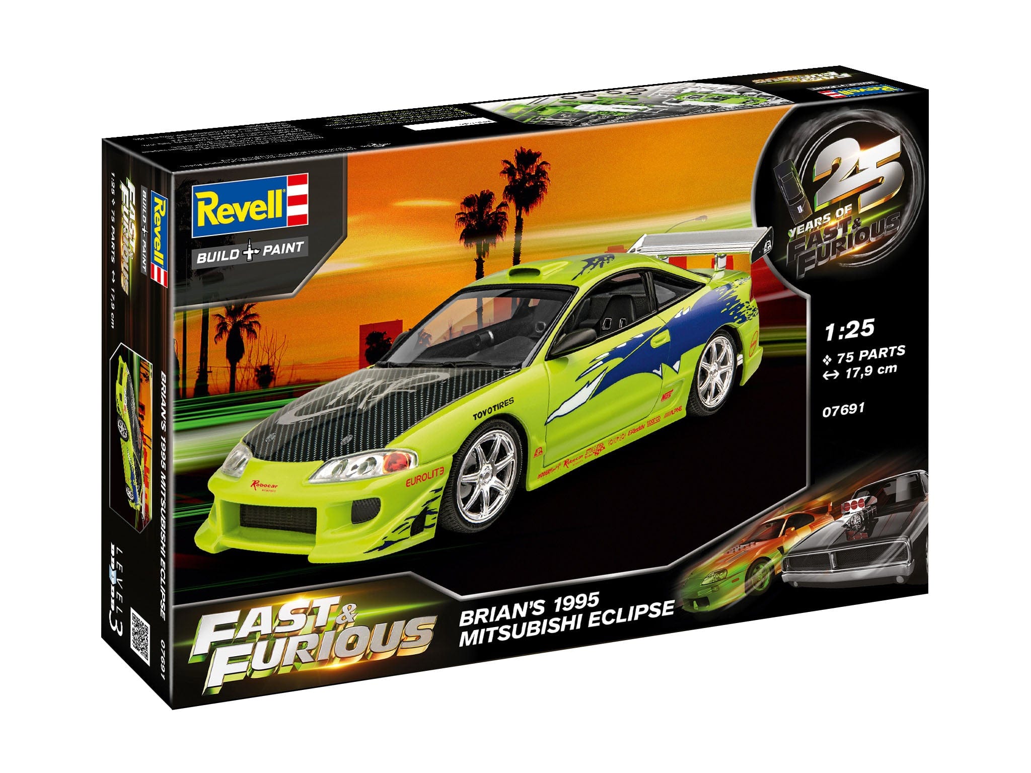 Revell - 07691 - Brian's 1995 Mitsubishi Eclipse [Fast & Furious] - box front right angle