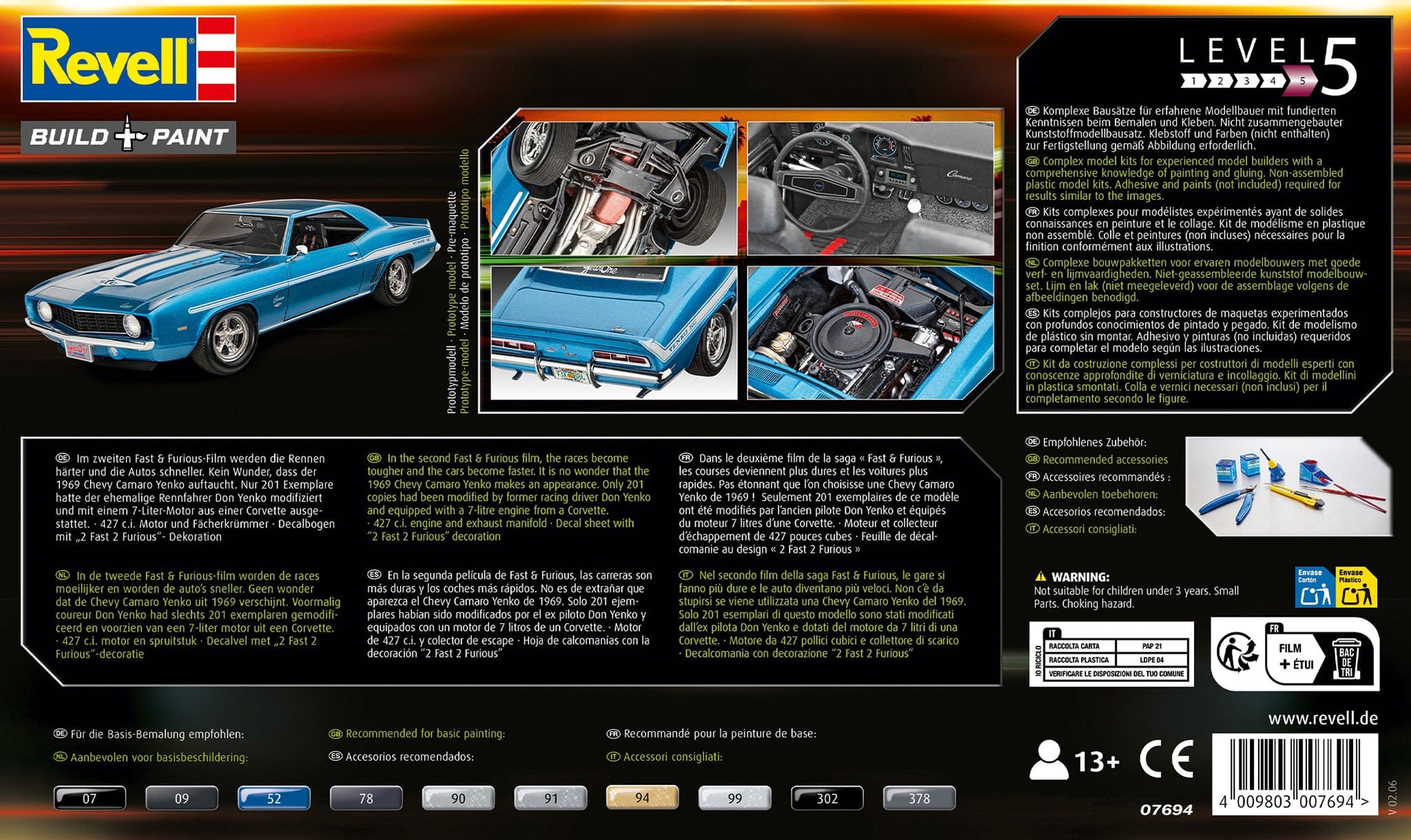 Revell - 07694 - Brian's 1969 Yenko Camaro [Fast & Furious] - box rear