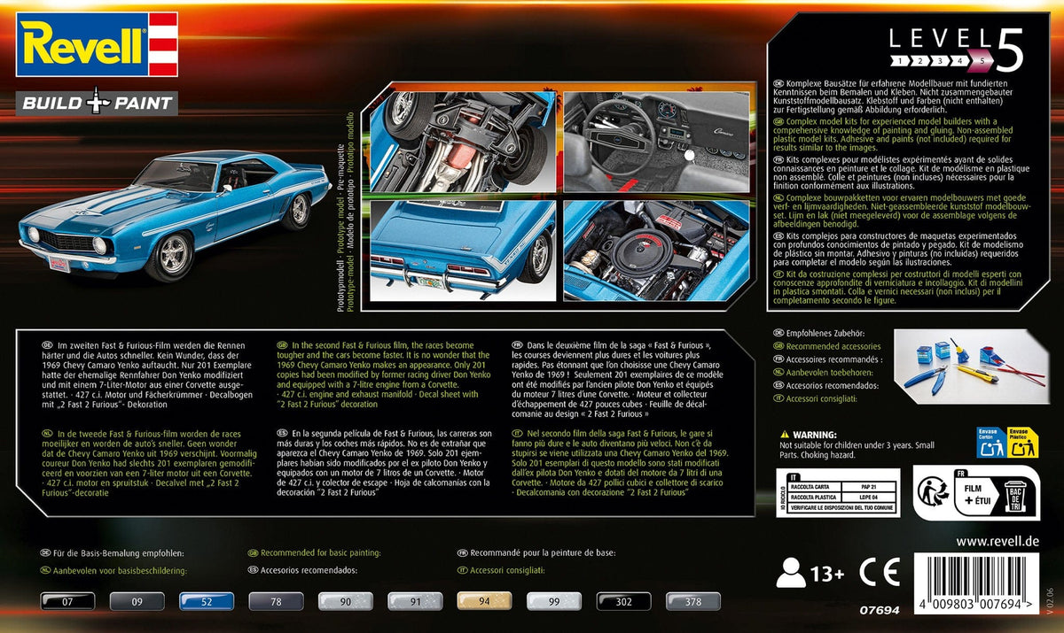 101 - Revell - 07694 - Brian's 1969 Yenko Camaro [Fast & Furious] - box rear