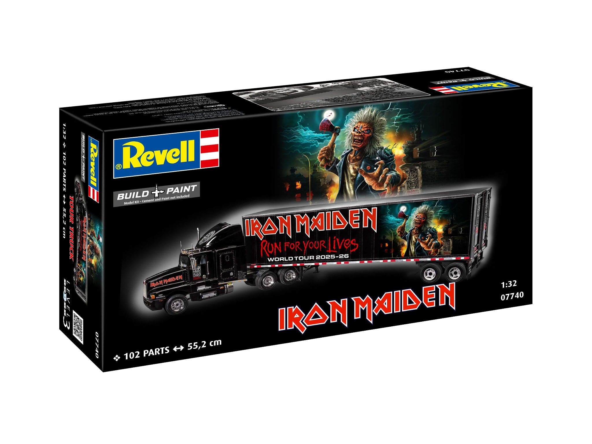 Revell - 07740 - Kenworth T600 - Iron Maiden Run For Your Lives Tour Truck - box front right angle