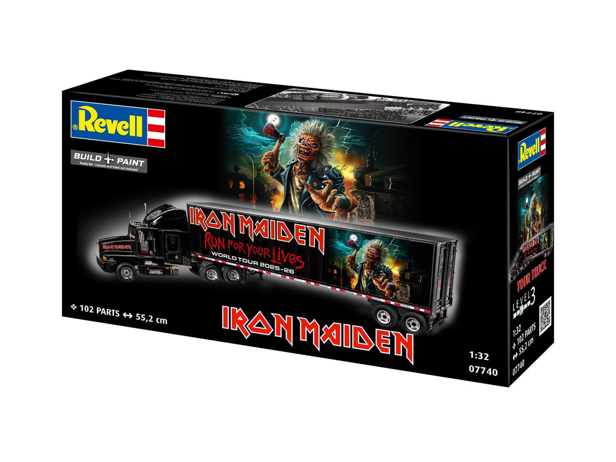 102 - Revell - 07740 - Kenworth T600 - Iron Maiden Run For Your Lives Tour Truck - box front left angle