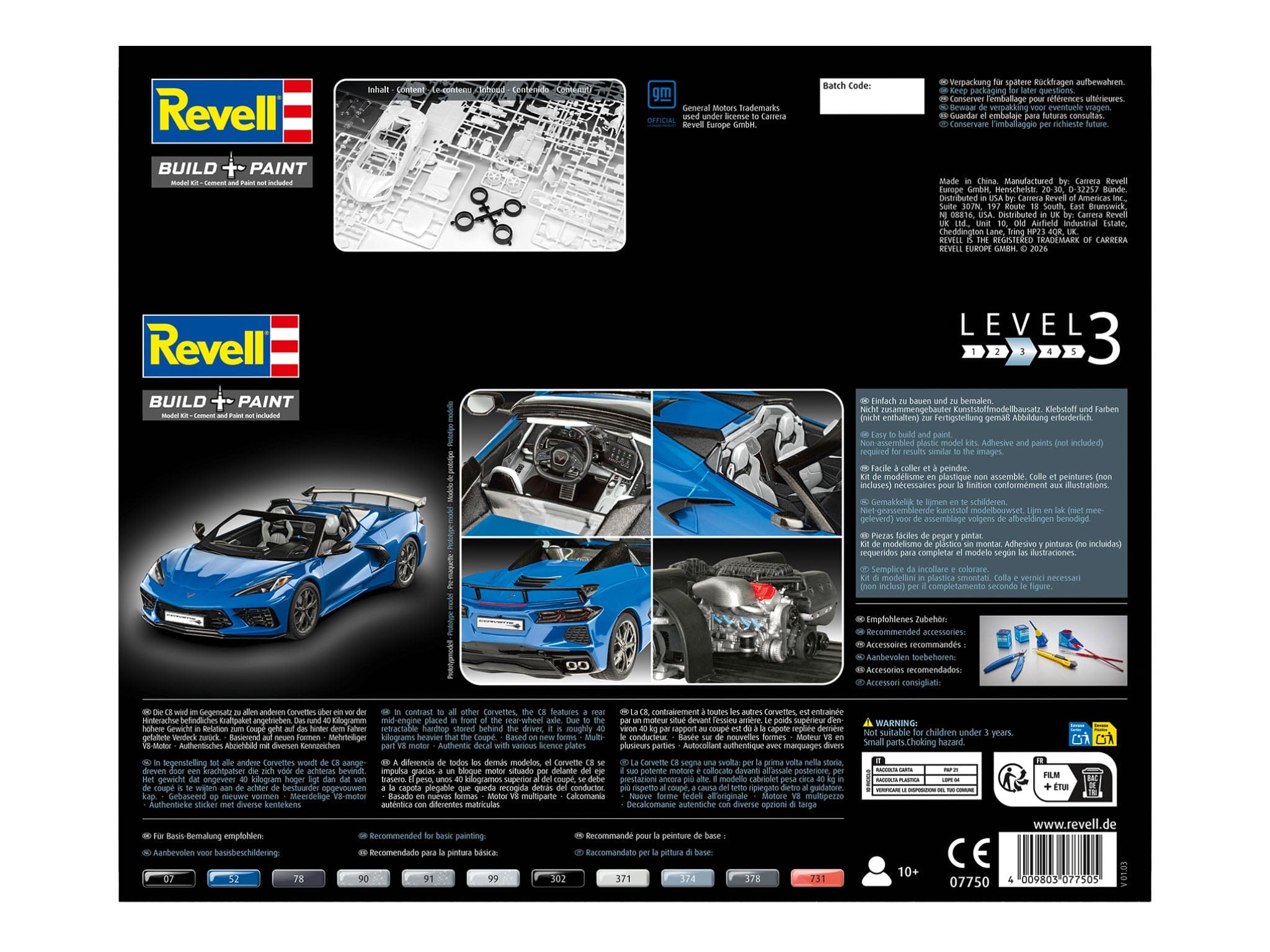 Revell - 07750 - Chevrolet Corvette C8 Cabriolet (2022) - box rear