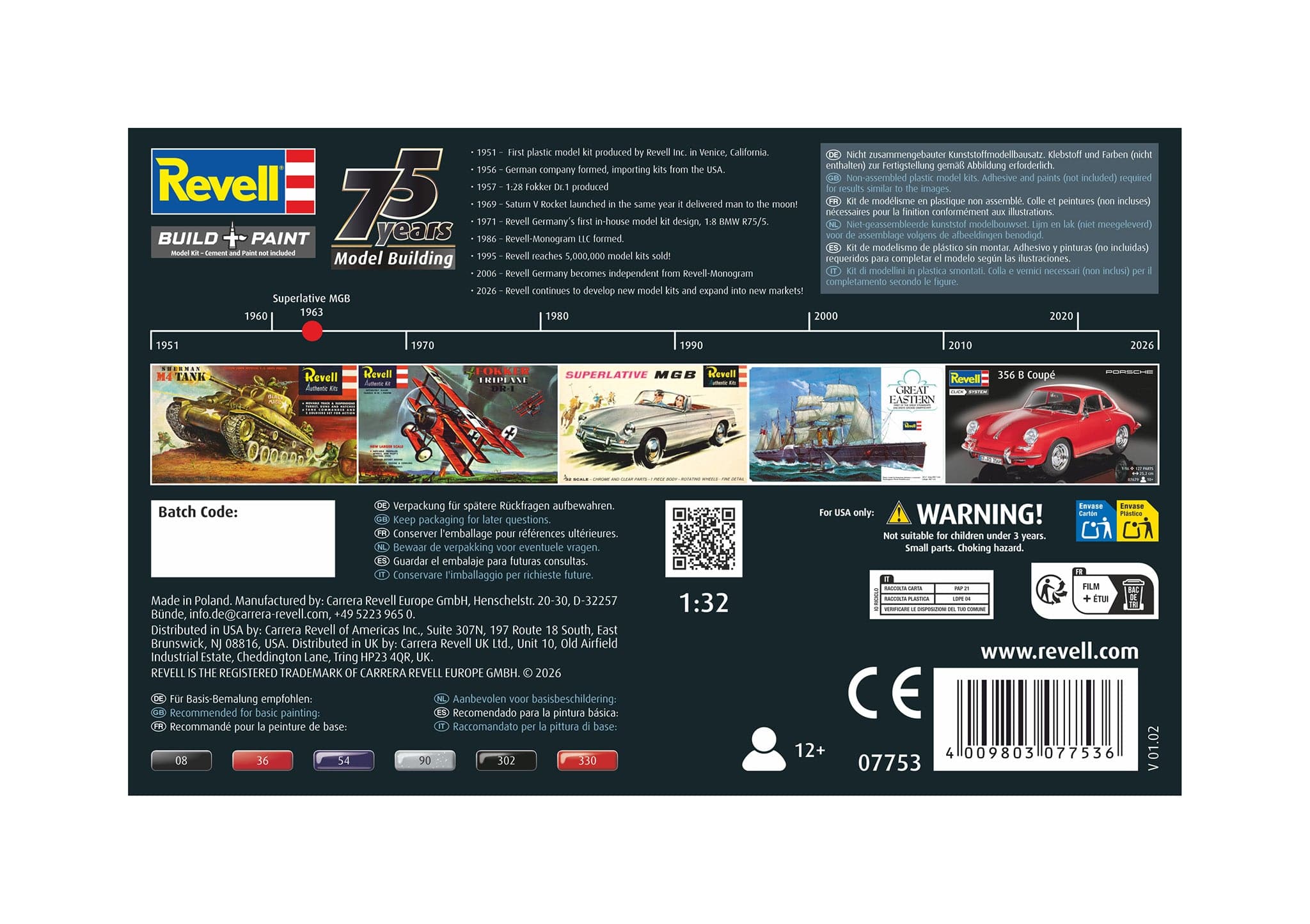 Revell - 07753 - MG MGB Roadster - box rear