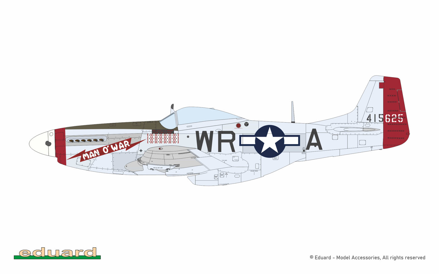 303 - Eduard - 11196 - North American P-51D Mustang ‘Mighty Eighth - 65th Fighter Wing’ - paint schemes - P-51D-15NA, 44-15625, Col. Claiborne Kinnard Jr., CO 355th FG, 8th AF, Steeple Morden, United Kingdom, early 1945