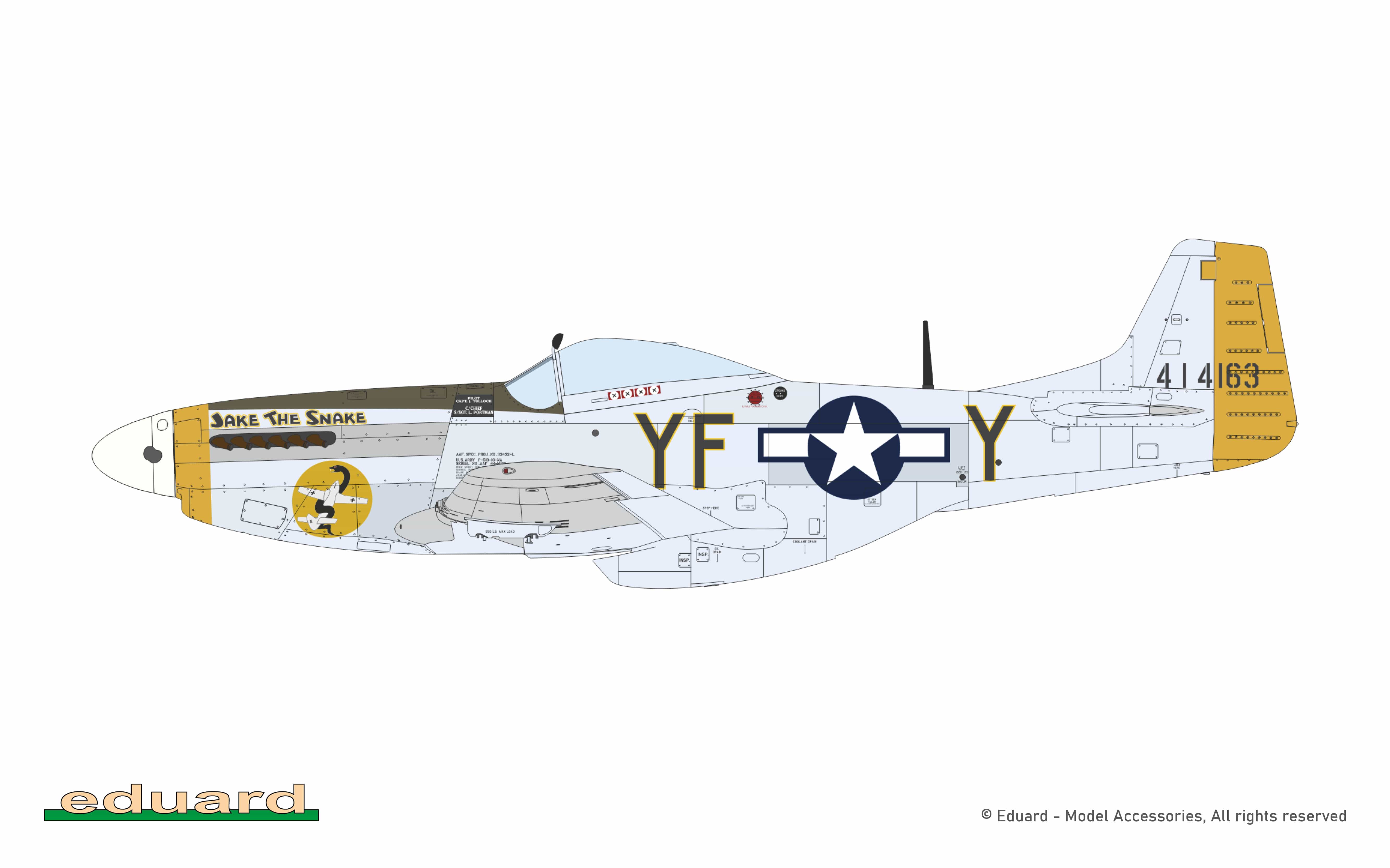 Eduard - 11196 - North American P-51D Mustang ‘Mighty Eighth - 65th Fighter Wing’ - paint schemes - P-51D-10NA, 44-14163, Capt. John F. Tulloch Jr., 358th FS, 355th FG, 8th AF, Steeple Morden, United Kingdom, January 1945