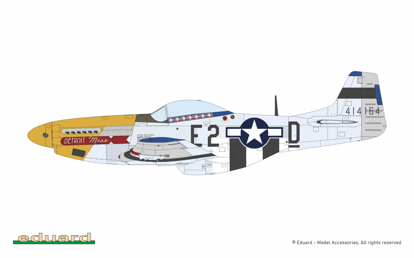 308 - Eduard - 11196 - North American P-51D Mustang ‘Mighty Eighth - 65th Fighter Wing’ - paint schemes - P-51D-10NA, 44-14164, Lt. Urban L. Drew, 375th FS, 361st FG, 8th AF, Little Walden, United Kingdom, October 1944