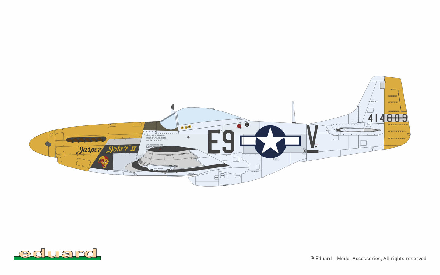 309 - Eduard - 11196 - North American P-51D Mustang ‘Mighty Eighth - 65th Fighter Wing’ - paint schemes - P-51D-10NA, 44-14809, Lt. Donald F. Vulgamore, 376th FS, 361st FG, 8th AF, Little Walden, United Kingdom, November 1944