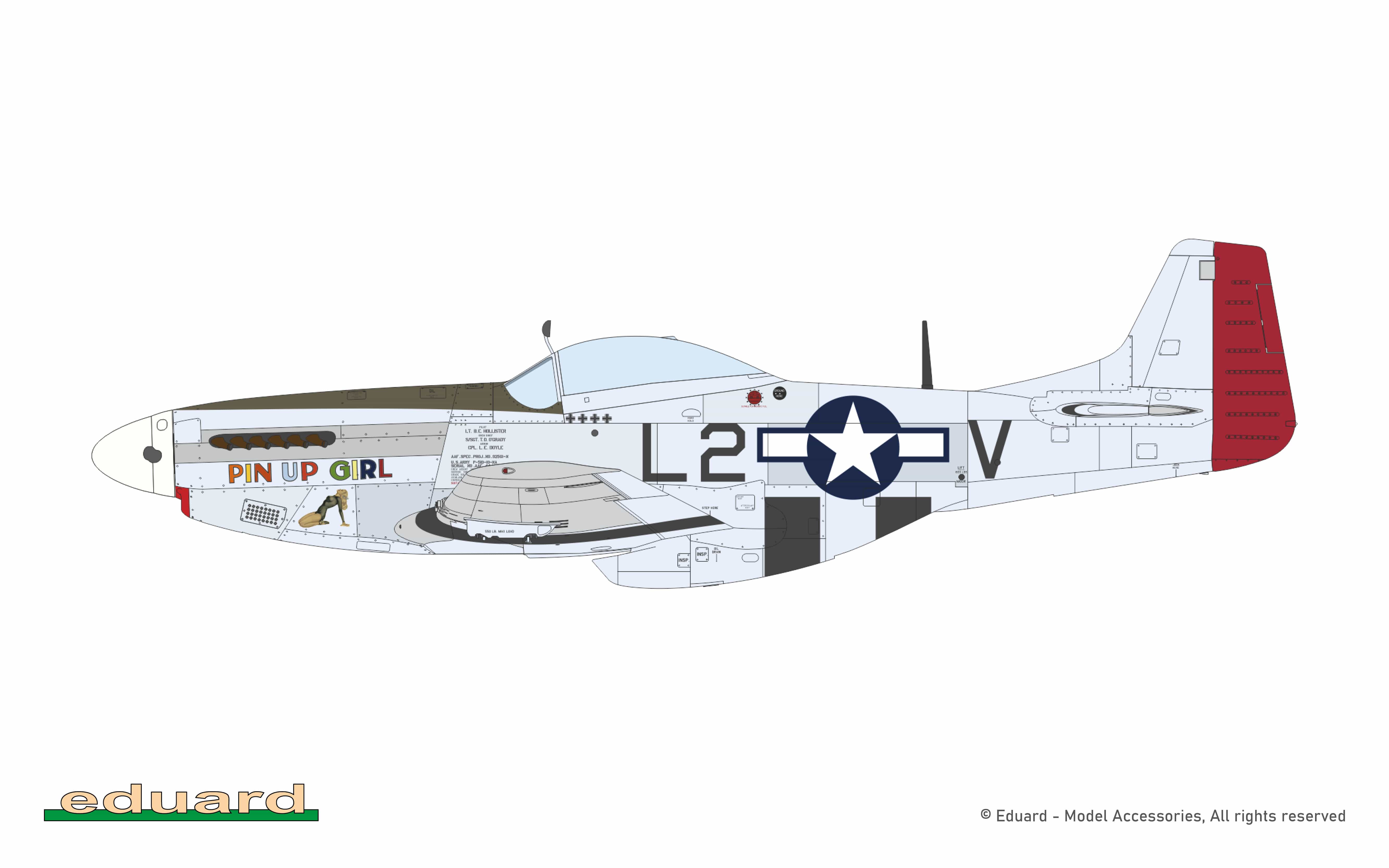 Eduard - 11196 - North American P-51D Mustang ‘Mighty Eighth - 65th Fighter Wing’ - paint schemes - P-51D-10NA, 44-14651, Capt Barkley Holister and Lt. John C. Donnell, 434th FS, 479st FG, 8th AF, Wattisham, United Kingdom, November 1944