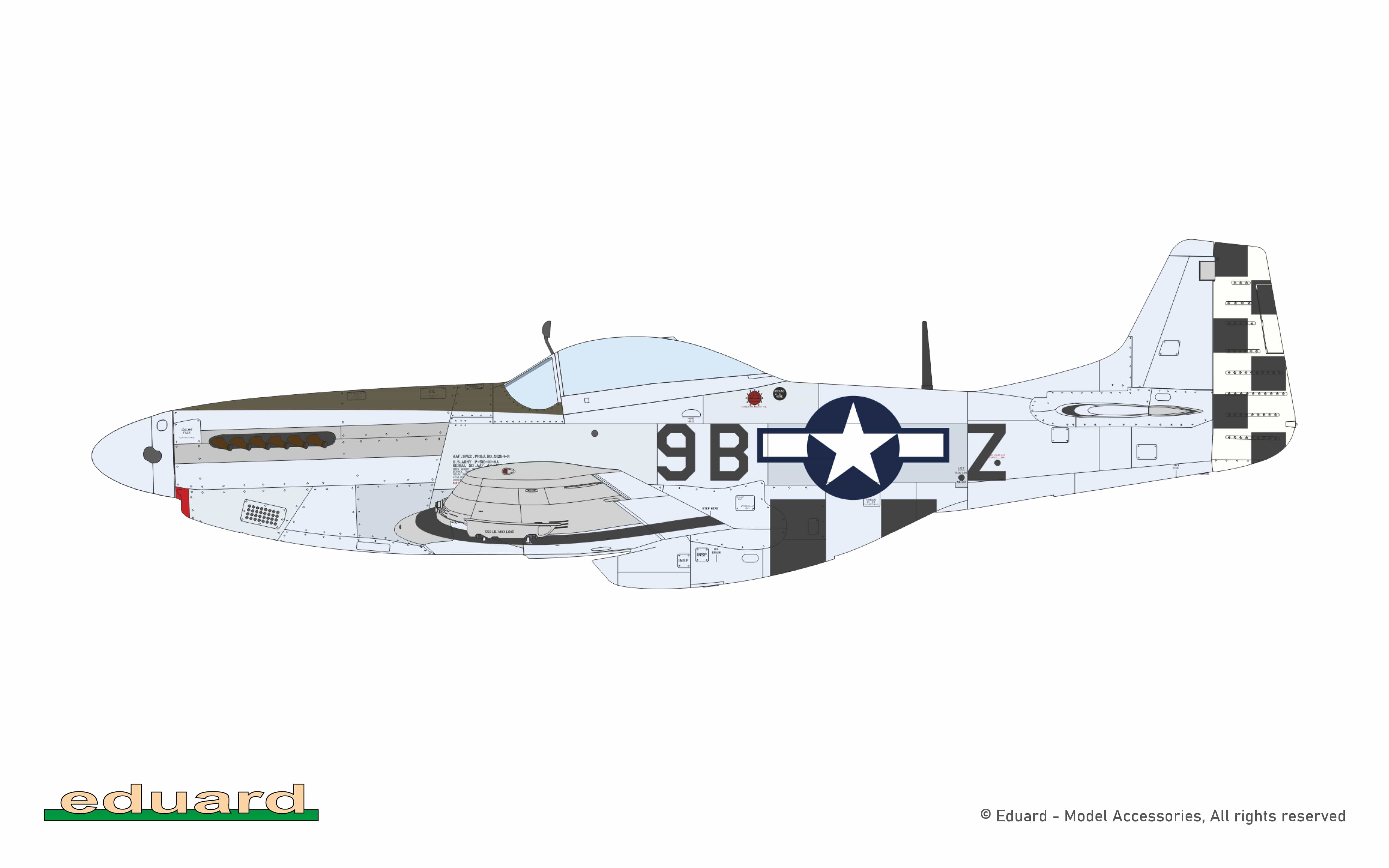Eduard - 11196 - North American P-51D Mustang ‘Mighty Eighth - 65th Fighter Wing’ - paint schemes - P-51D-10NA, 44-14351, Col. Hubert Zemke, HQ 479st FG, 8th AF, Wattisham, United Kingdom, September 1944