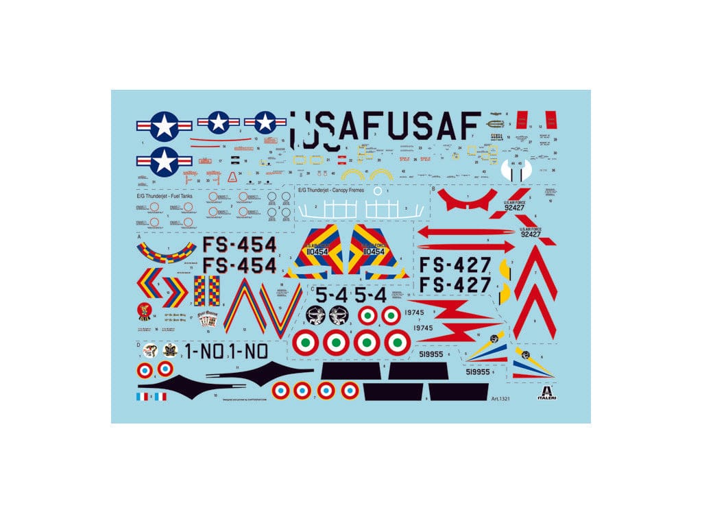 Italeri - 1321 - Republic F-84E/G Thunderjet - decals