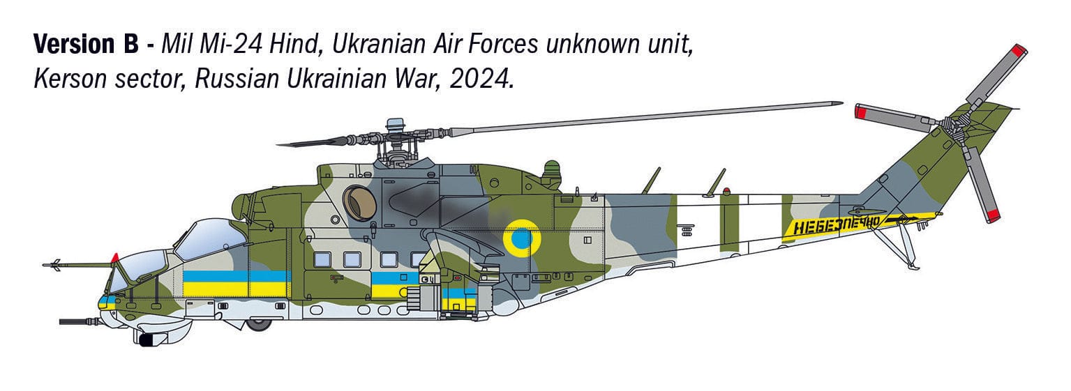Italeri - 1432 - Mil Mi-24P Hind F / Mi-35P Hind E - paint schemes