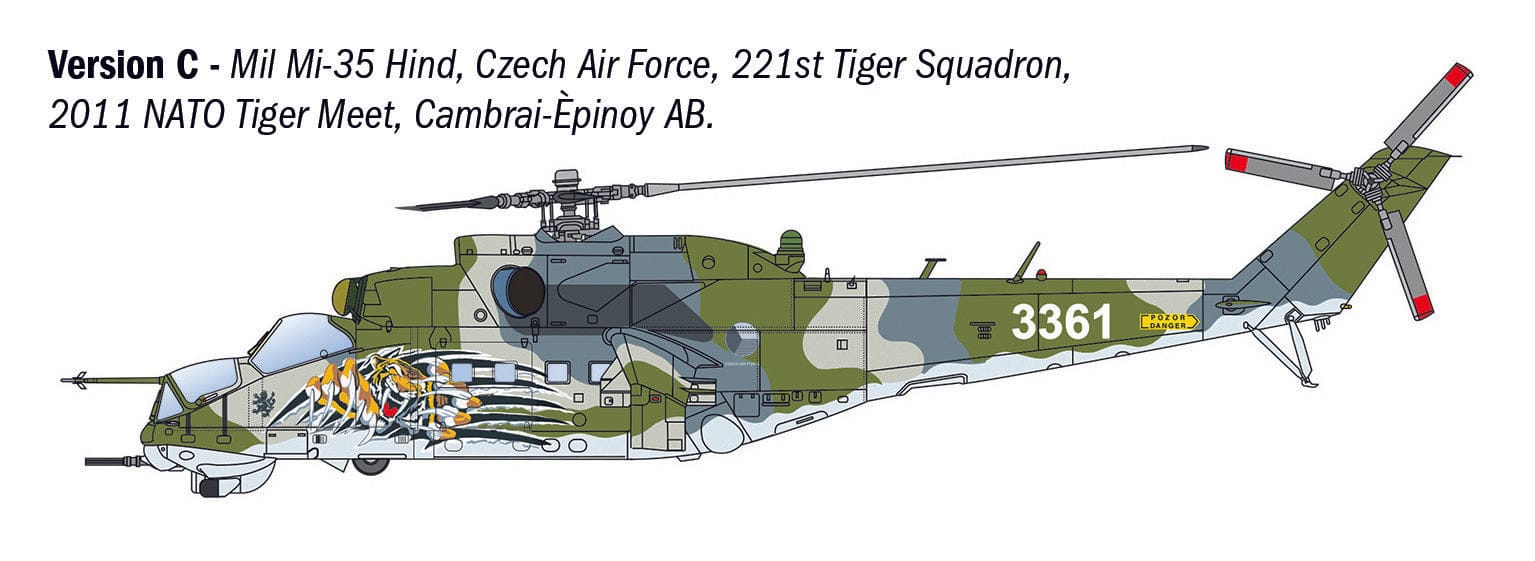 Italeri - 1432 - Mil Mi-24P Hind F / Mi-35P Hind E - paint schemes