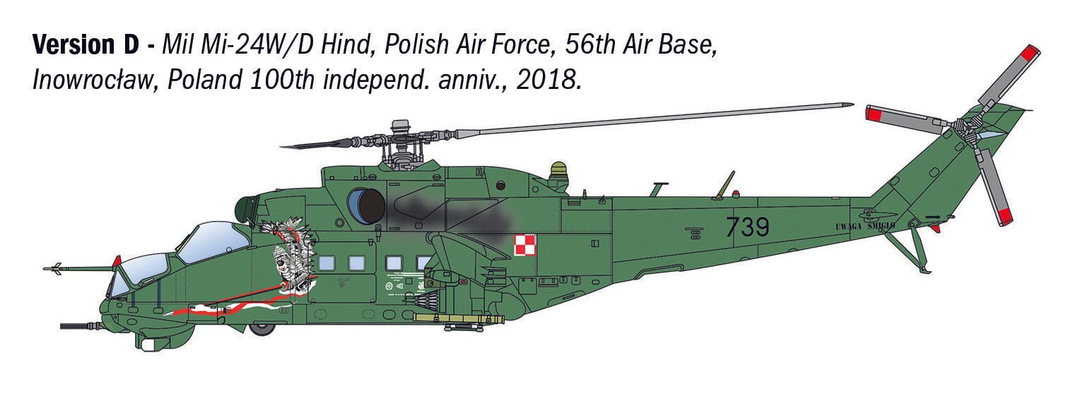 Italeri - 1432 - Mil Mi-24P Hind F / Mi-35P Hind E - paint schemes