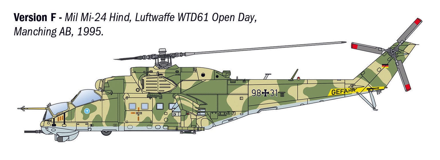 Italeri - 1432 - Mil Mi-24P Hind F / Mi-35P Hind E - paint schemes