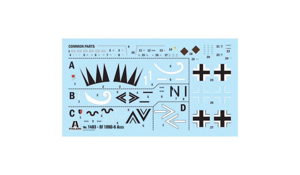 Italeri - 1483 - Messerschmitt Bf 109 G-2/G-6 ‘WWII Aces’ - decals