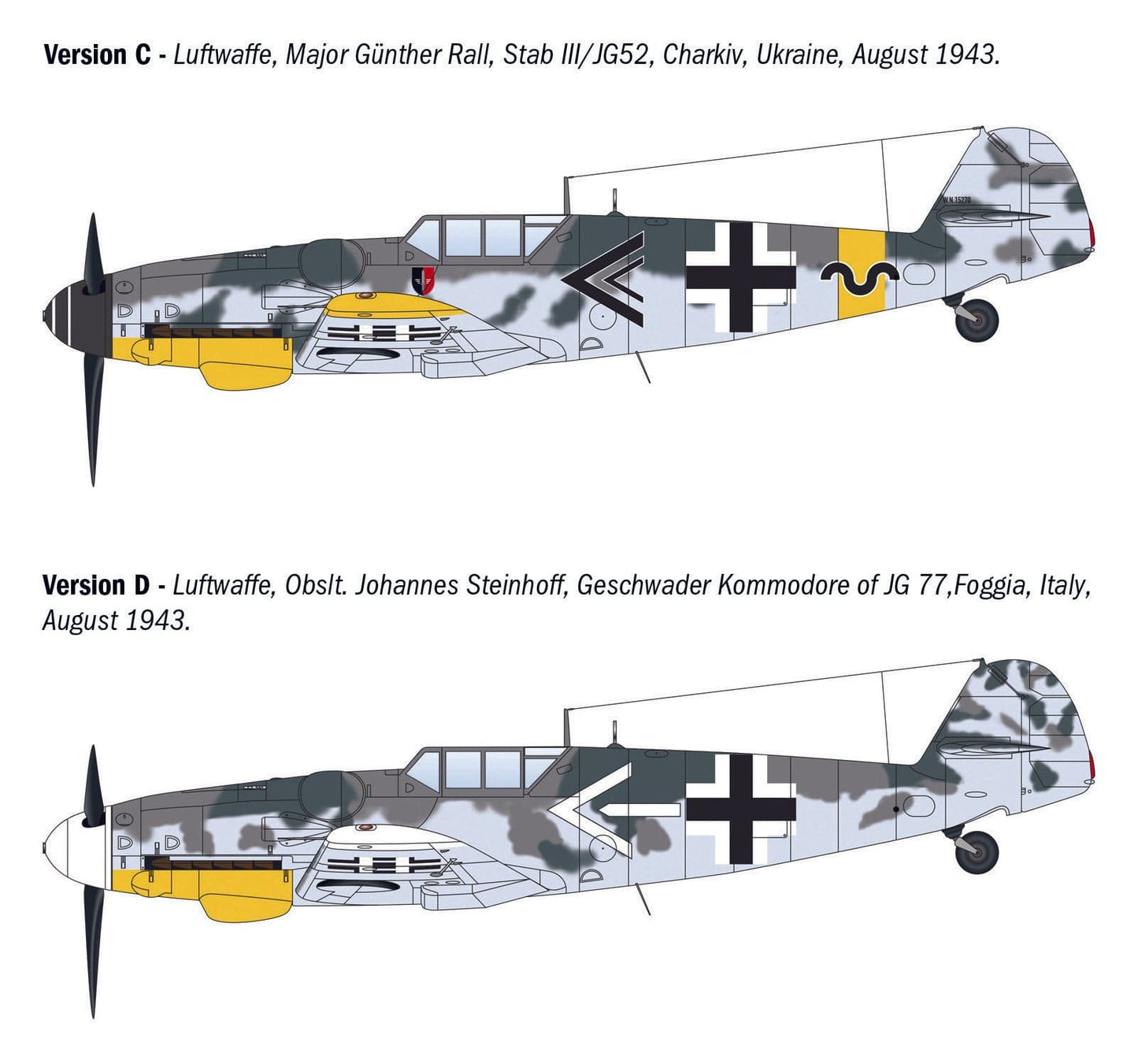 301 - Italeri - 1483 - Messerschmitt Bf 109 G-2/G-6 ‘WWII Aces’ - paint schemes