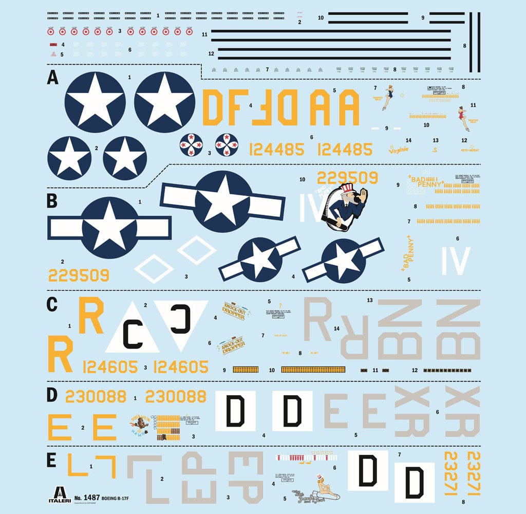 Italeri - 1487 - Boeing B-17F Flying Fortress - decals