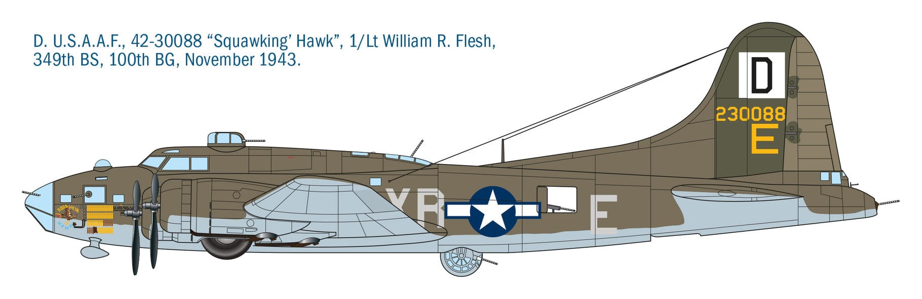 Italeri - 1487 - Boeing B-17F Flying Fortress - paint schemes