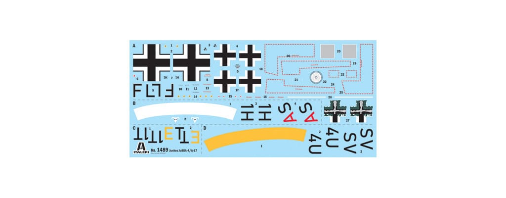 400 - Italeri - 1489 - Junkers Ju 88 A-17 - decals