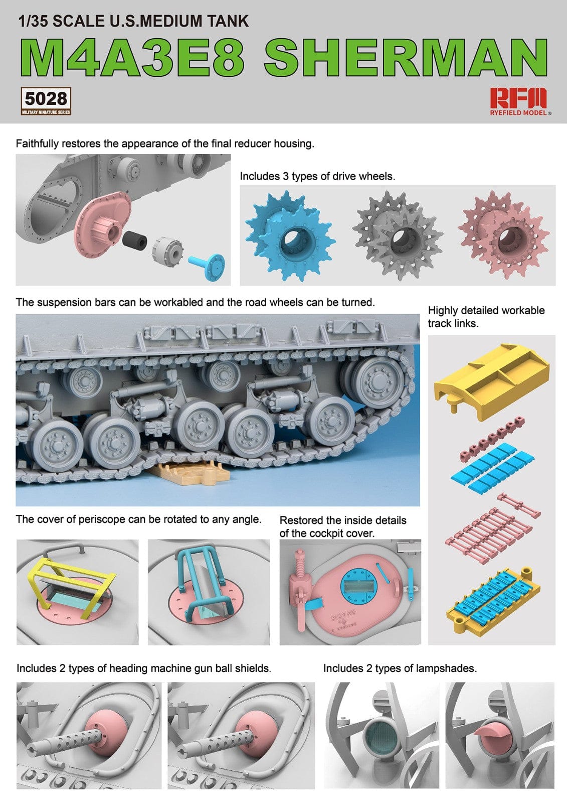 Rye Field Model - 5028 - M4A3E8 Sherman - digital model