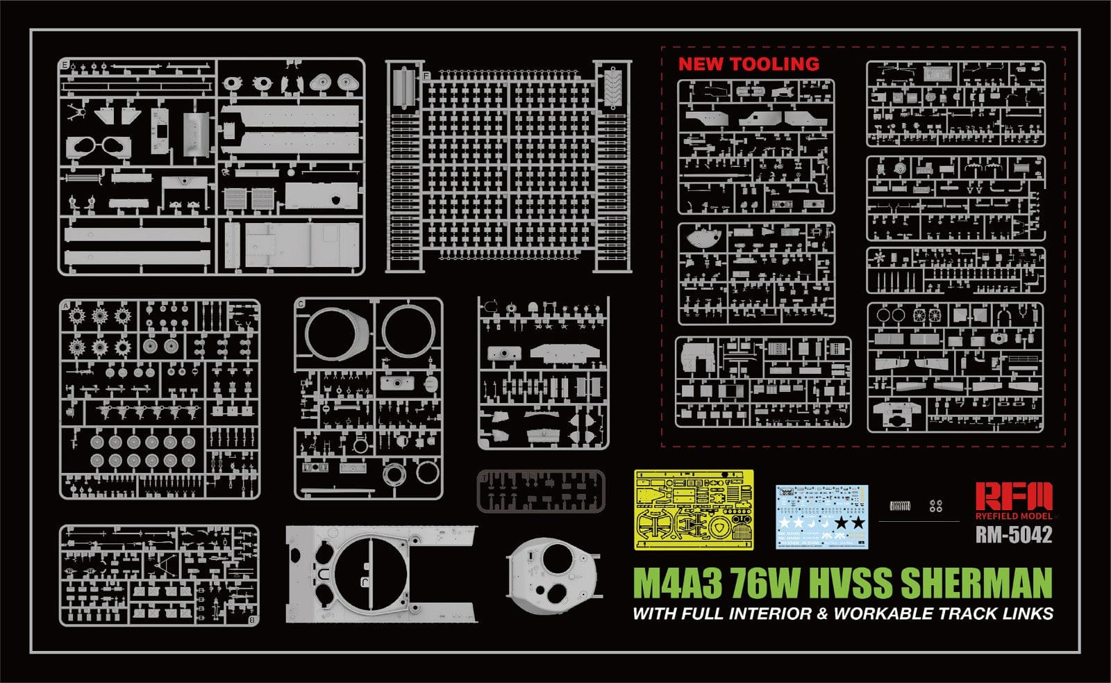 Rye Field Model - 5042 - M4A3(76)W HVSS [interior kit] - sprue