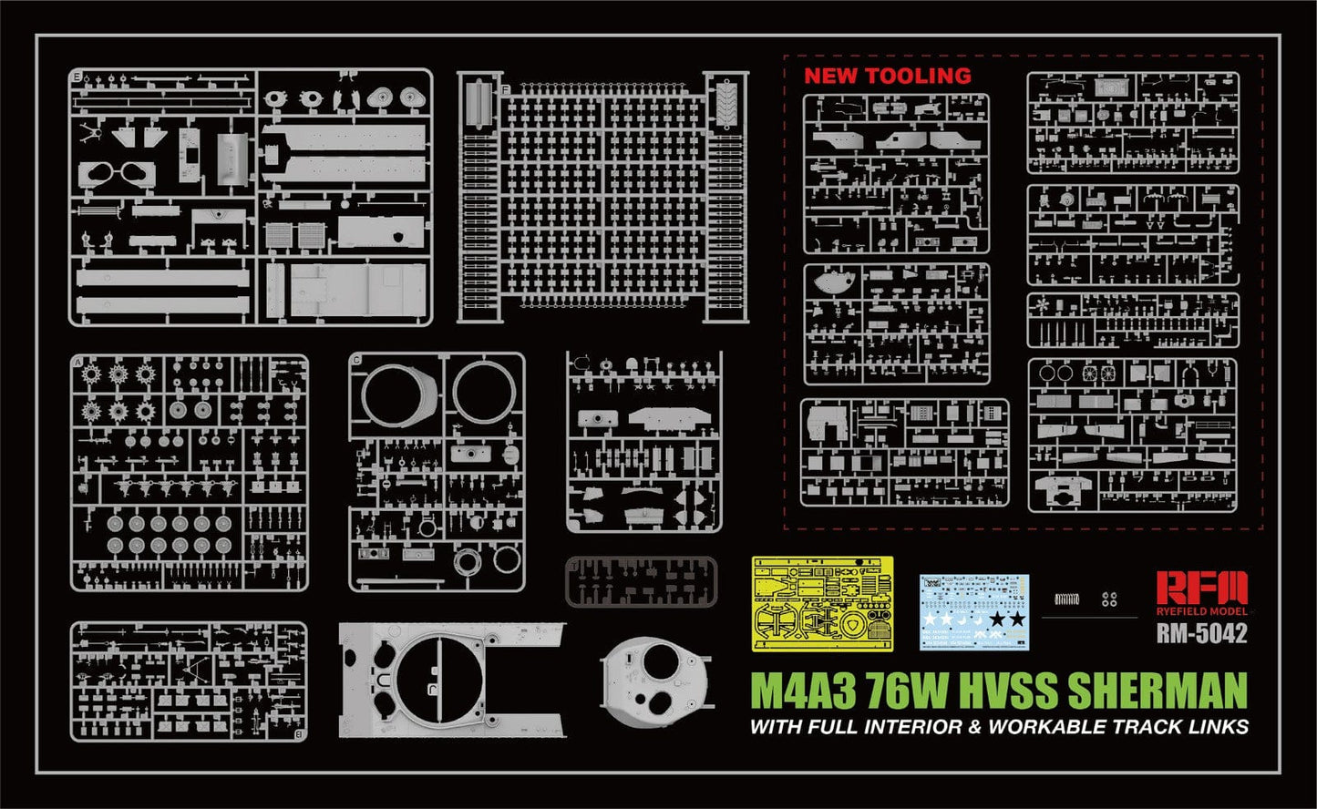 200 - Rye Field Model - 5042 - M4A3(76)W HVSS [interior kit] - sprue
