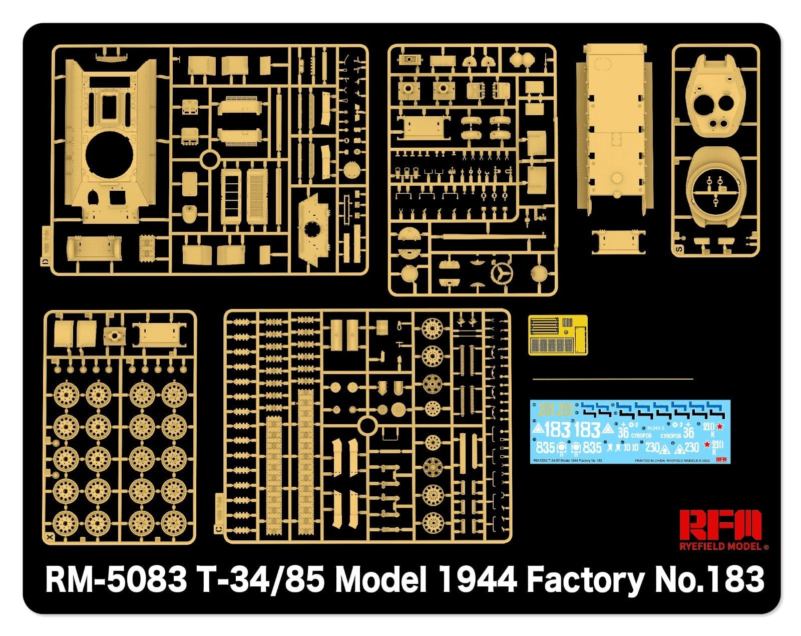 Rye Field Model - 5083 - T-34-85 obr. 1944 No. 183 Factory - sprue