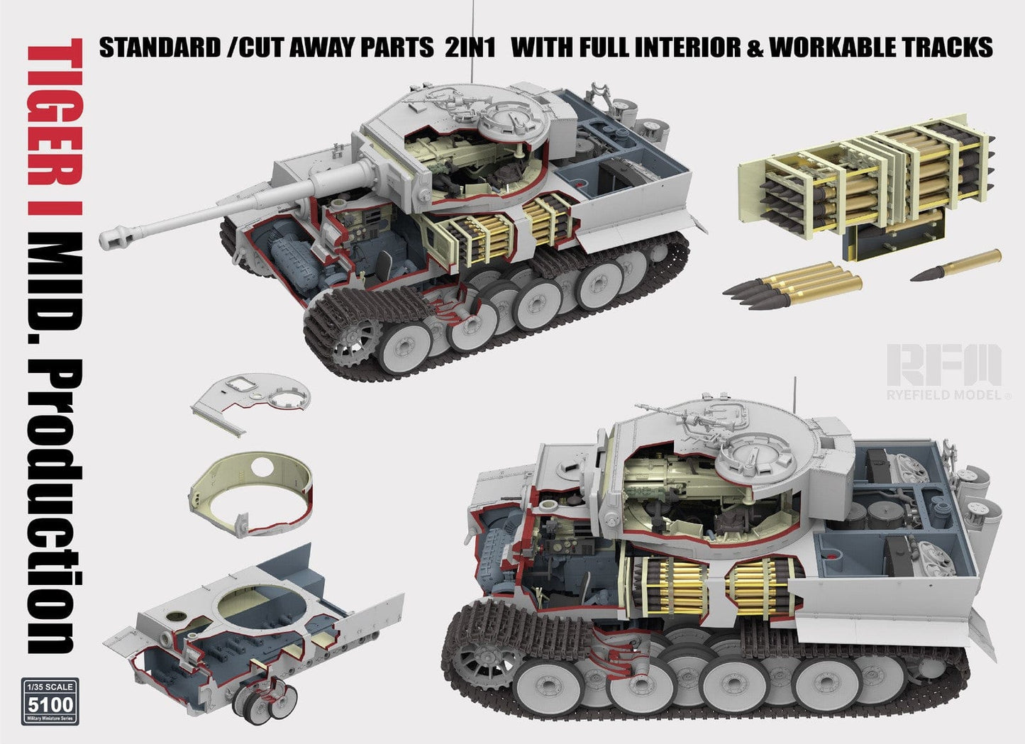 500 - Rye Field Model - 5100 - Pz.Kpfw. VI Ausf. E Tiger I (mid) [interior kit] - digital model
