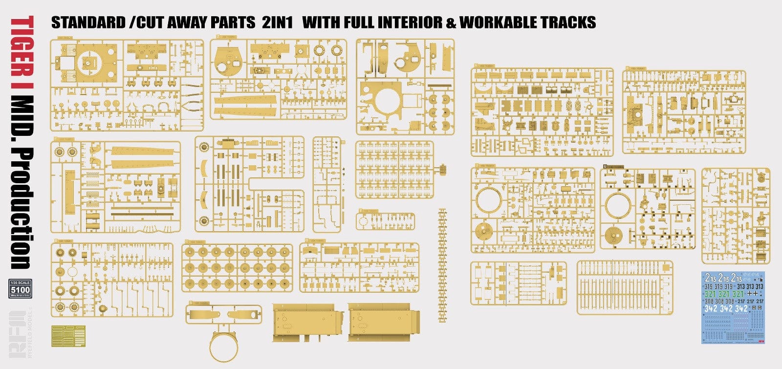 Rye Field Model - 5100 - Pz.Kpfw. VI Ausf. E Tiger I (mid) [interior kit] - sprue