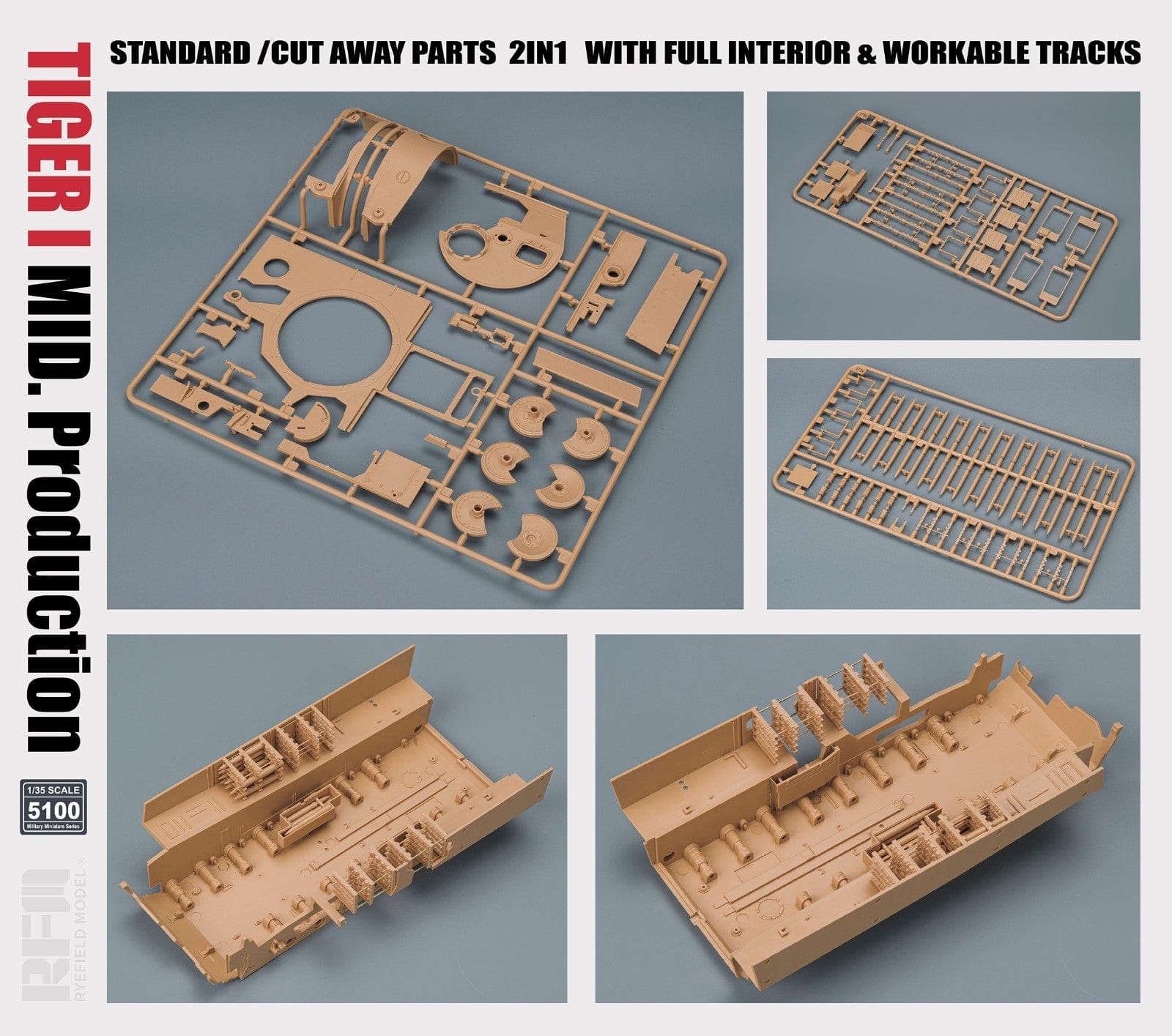 Rye Field Model - 5100 - Pz.Kpfw. VI Ausf. E Tiger I (mid) [interior kit] - sprue