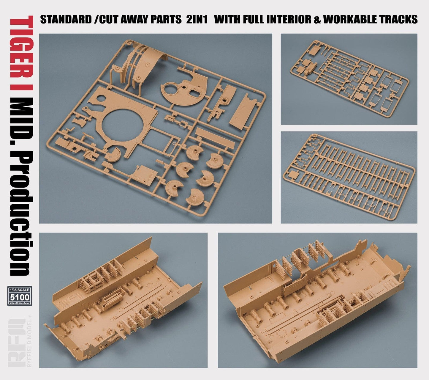 201 - Rye Field Model - 5100 - Pz.Kpfw. VI Ausf. E Tiger I (mid) [interior kit] - sprue